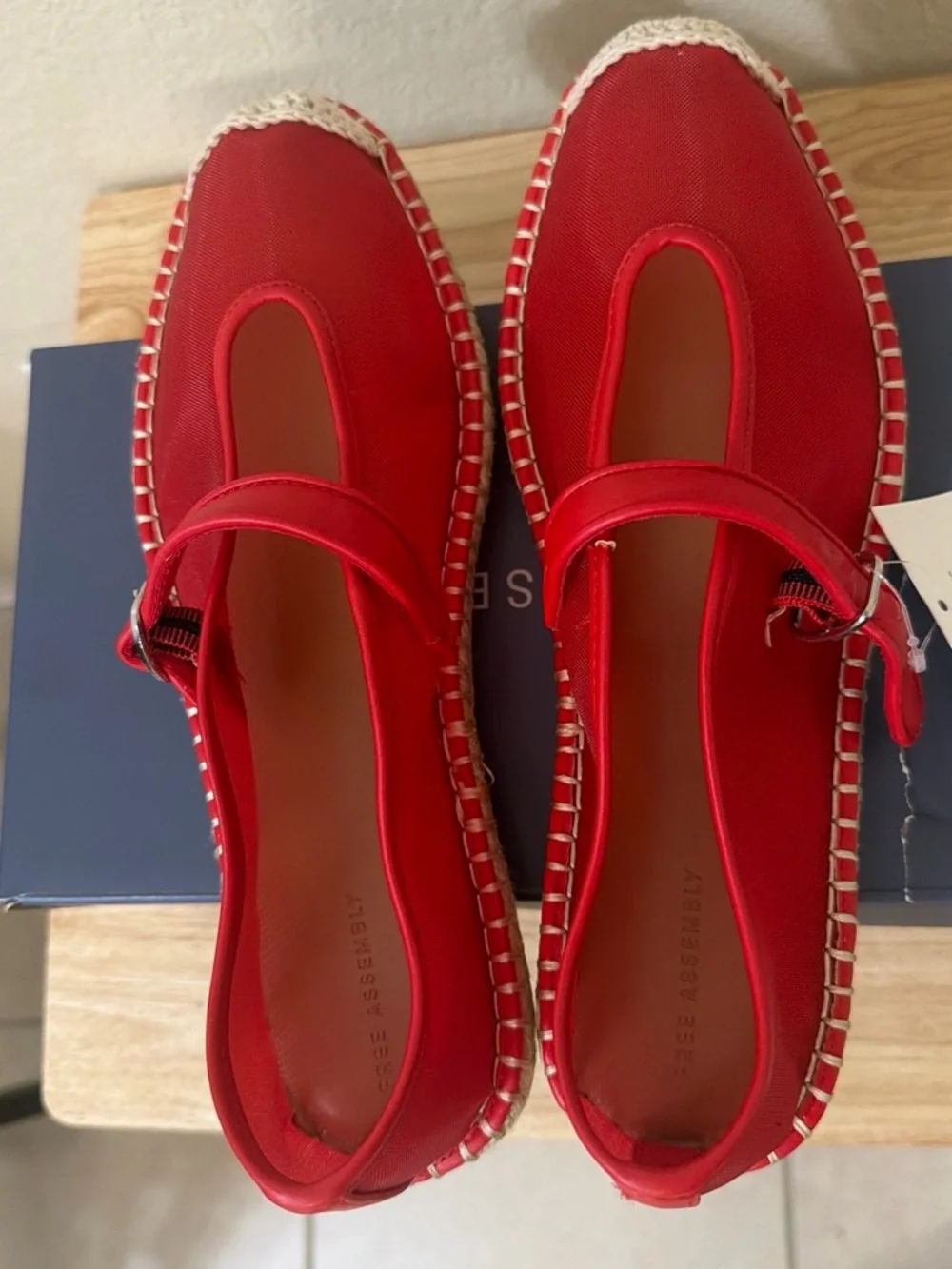 Women's Red Mary Jane Espadrilles with Strap